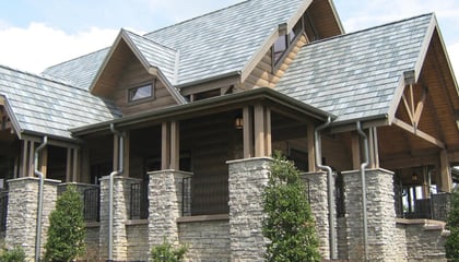 Arrowline Slate Blend Roofing Installed on Log Cabin Home